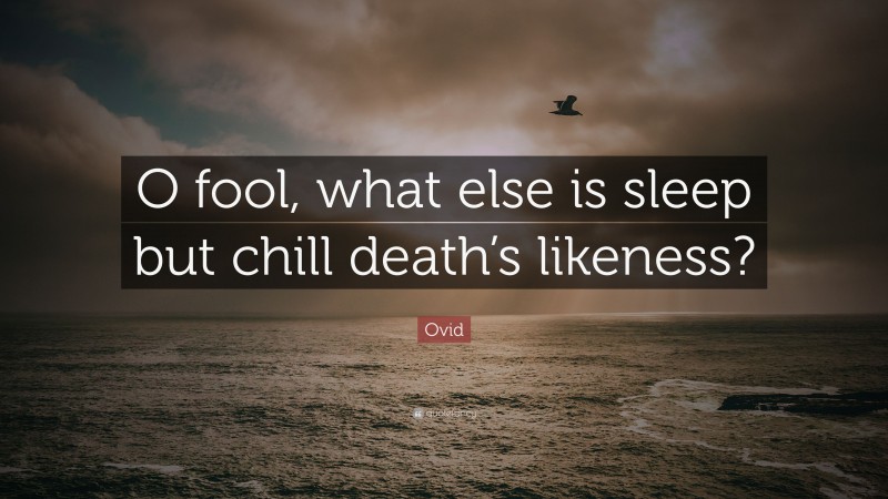 Ovid Quote: “O fool, what else is sleep but chill death’s likeness?”