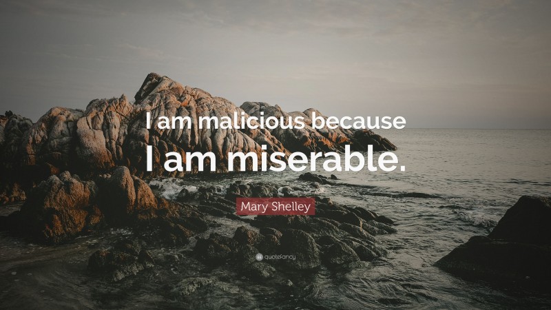 Mary Shelley Quote: “I am malicious because I am miserable.”