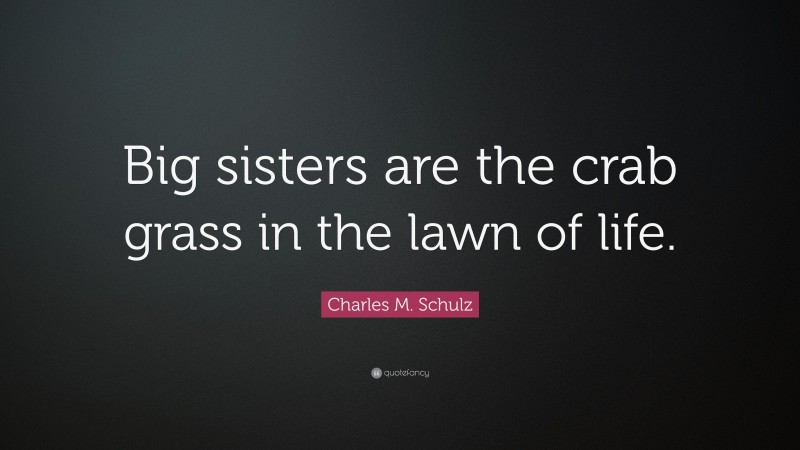 Charles M. Schulz Quote: “Big sisters are the crab grass in the lawn of life.”