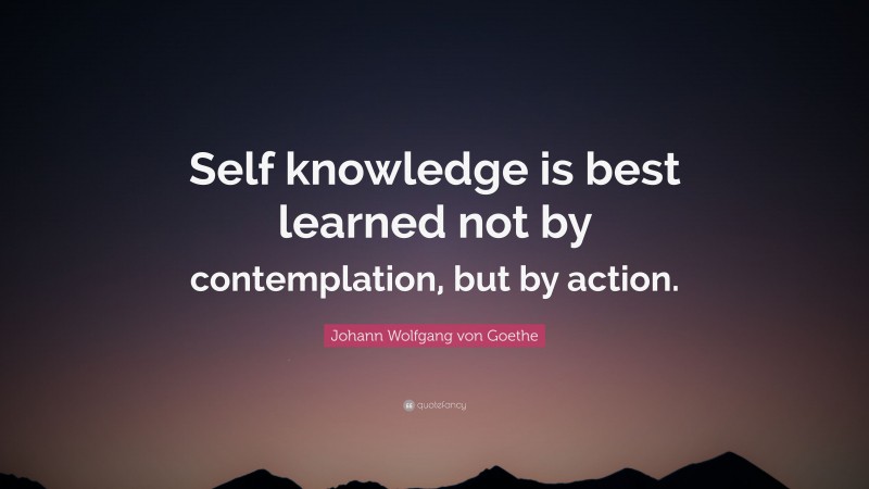 Johann Wolfgang von Goethe Quote: “Self knowledge is best learned not by contemplation, but by action.”