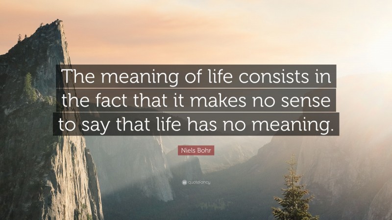 Niels Bohr Quote: “The meaning of life consists in the fact that it makes no sense to say that life has no meaning.”