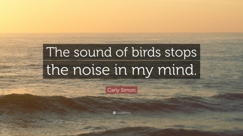 Carly Simon Quote: “The sound of birds stops the noise in my mind.”