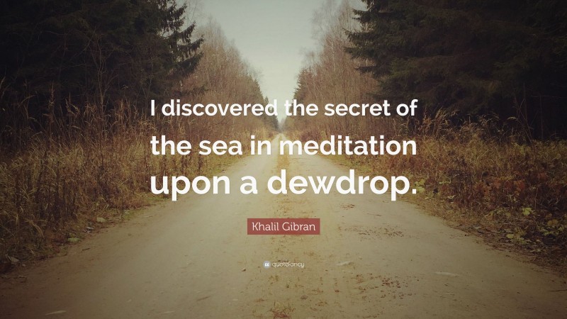 Khalil Gibran Quote: “I discovered the secret of the sea in meditation upon a dewdrop.”
