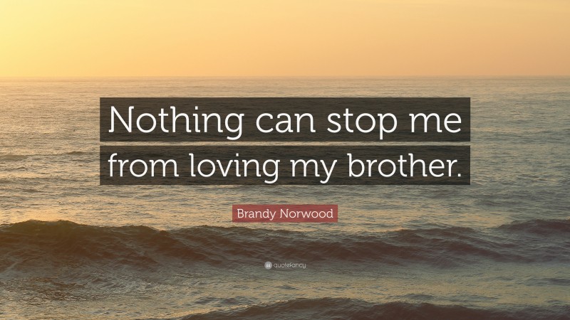 Brandy Norwood Quote: “Nothing can stop me from loving my brother.”