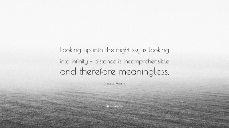 Douglas Adams Quote: “Looking up into the night sky is looking into infinity – distance is incomprehensible and therefore meaningless.”