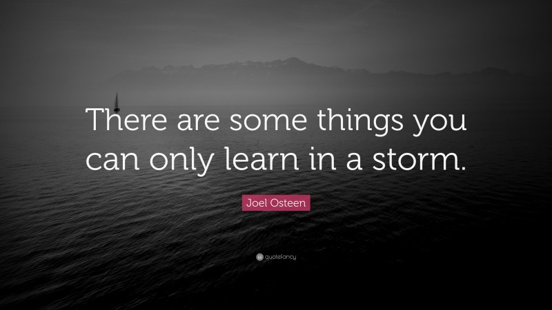 Joel Osteen Quote: “There are some things you can only learn in a storm.”