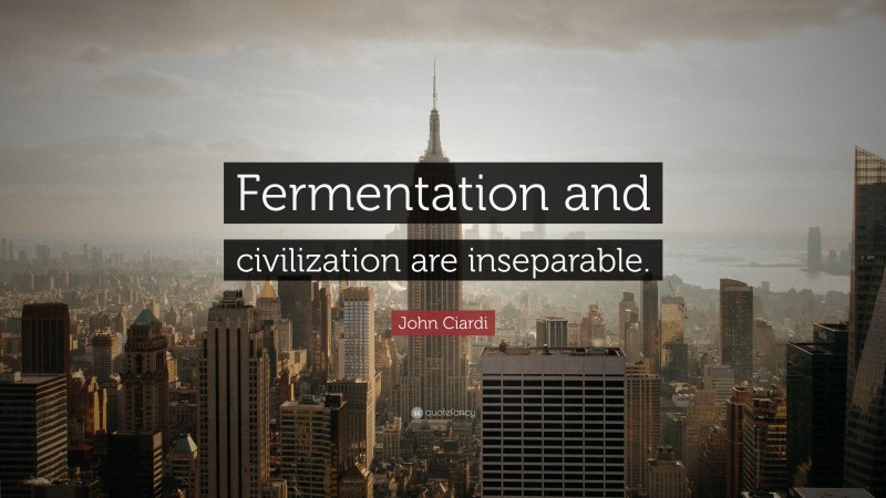 John Ciardi Quote: “Fermentation and civilization are inseparable.”