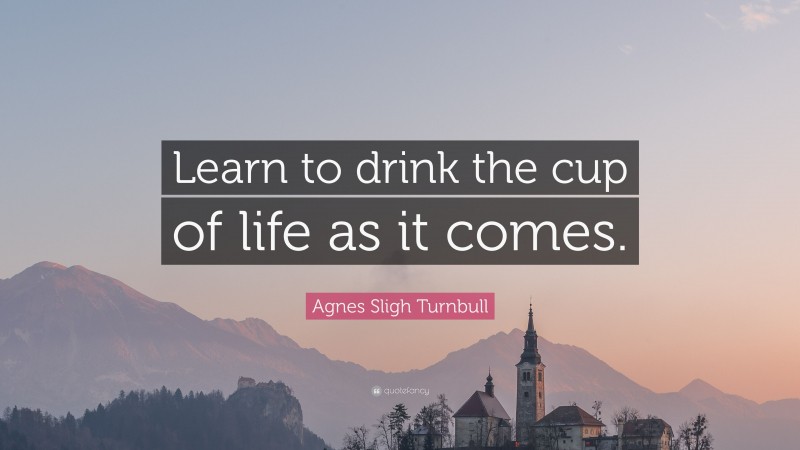 Agnes Sligh Turnbull Quote: “Learn to drink the cup of life as it comes.”