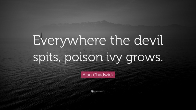 Alan Chadwick Quote: “Everywhere the devil spits, poison ivy grows.”