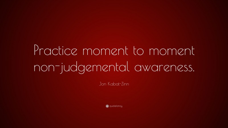 Jon Kabat-Zinn Quote: “Practice moment to moment non-judgemental awareness.”