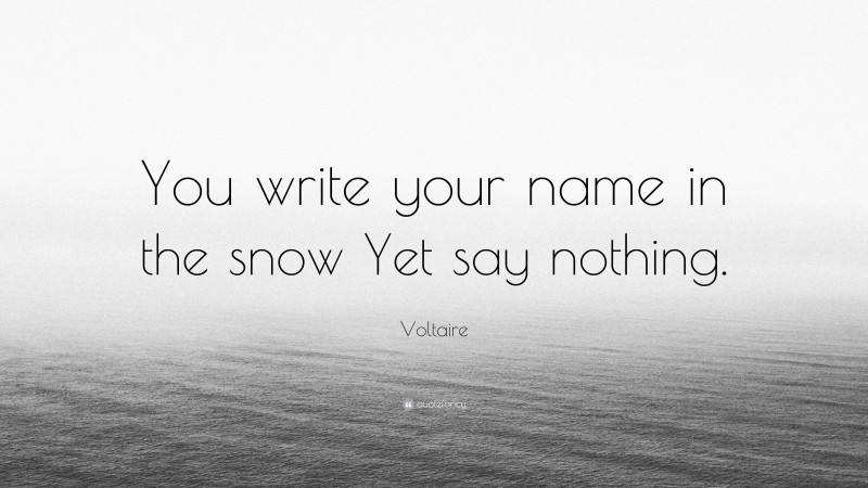 Voltaire Quote: “You write your name in the snow Yet say nothing.”