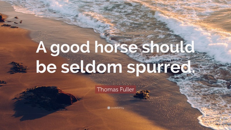 Thomas Fuller Quote: “A good horse should be seldom spurred.”