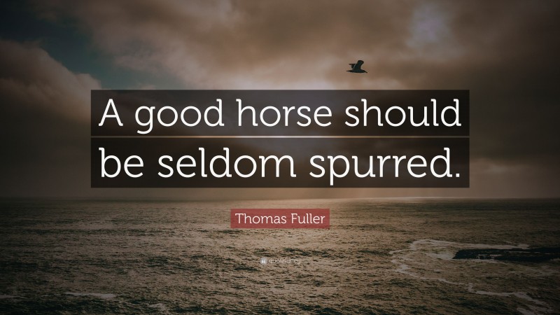 Thomas Fuller Quote: “A good horse should be seldom spurred.”