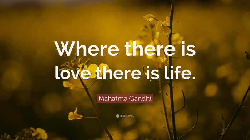 Mahatma Gandhi Quote: “Where there is love there is life.”