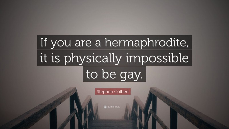 Stephen Colbert Quote: “If you are a hermaphrodite, it is physically impossible to be gay.”