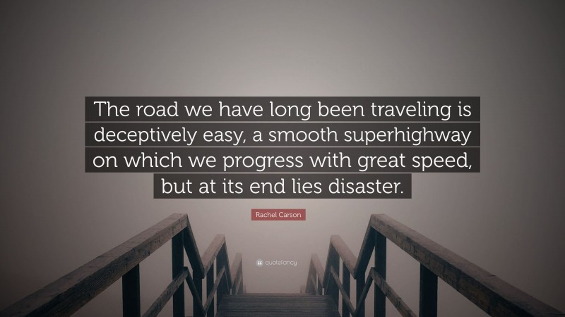 Rachel Carson Quote: “The road we have long been traveling is deceptively easy, a smooth superhighway on which we progress with great speed, but at its end lies disaster.”