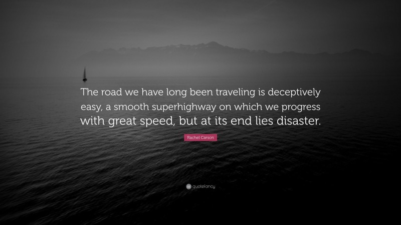Rachel Carson Quote: “The road we have long been traveling is deceptively easy, a smooth superhighway on which we progress with great speed, but at its end lies disaster.”