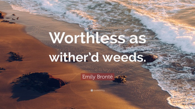 Emily Brontë Quote: “Worthless as wither’d weeds.”