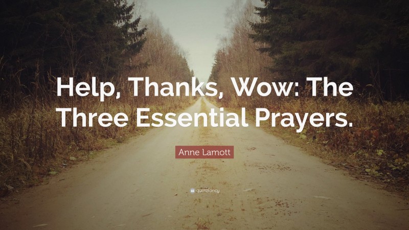 Anne Lamott Quote: “Help, Thanks, Wow: The Three Essential Prayers.”