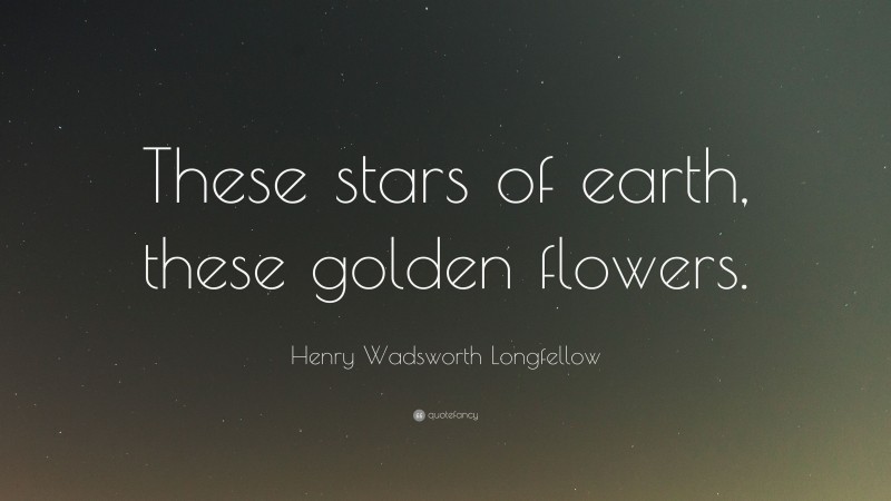 Henry Wadsworth Longfellow Quote: “These stars of earth, these golden flowers.”