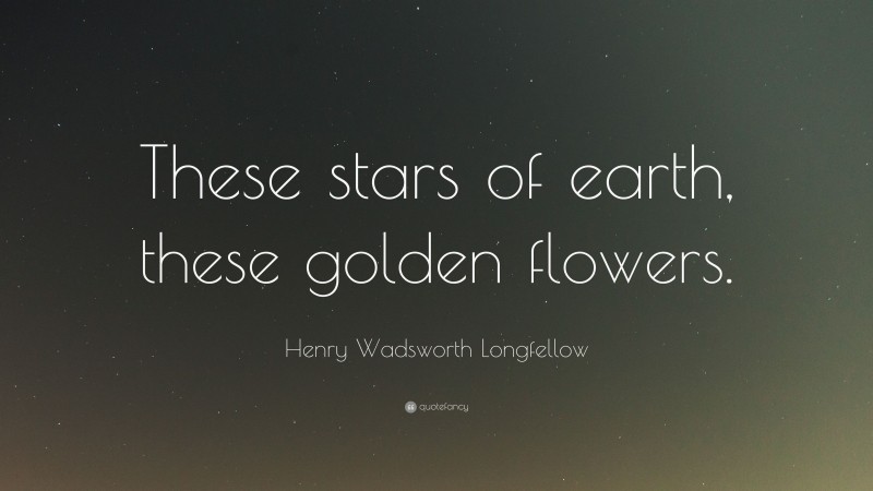 Henry Wadsworth Longfellow Quote: “These stars of earth, these golden flowers.”