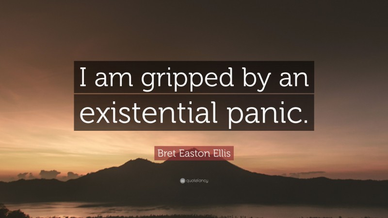 Bret Easton Ellis Quote: “I am gripped by an existential panic.”