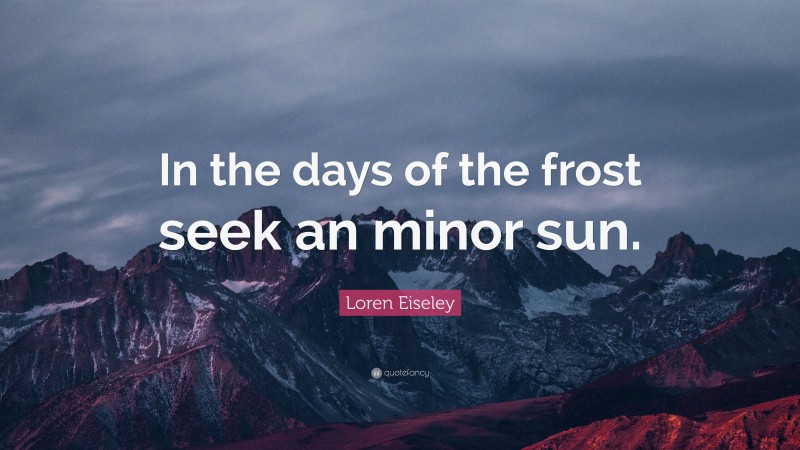Loren Eiseley Quote: “In the days of the frost seek an minor sun.”
