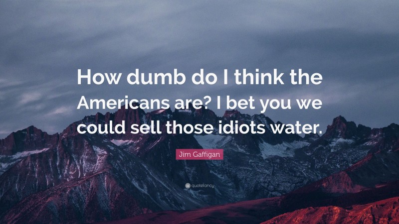 Jim Gaffigan Quote: “How dumb do I think the Americans are? I bet you we could sell those idiots water.”