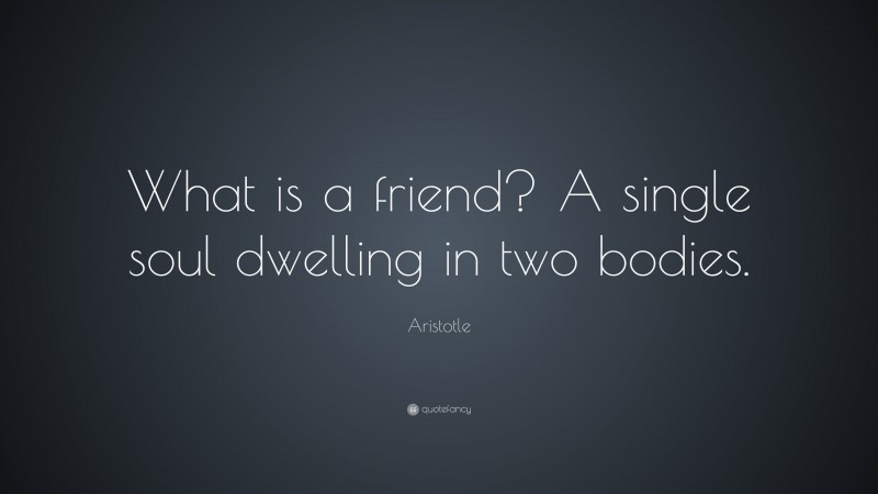 Aristotle Quote: “What is a friend? A single soul dwelling in two bodies.”