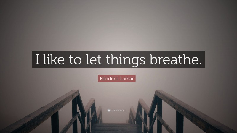 Kendrick Lamar Quote: “I like to let things breathe.”
