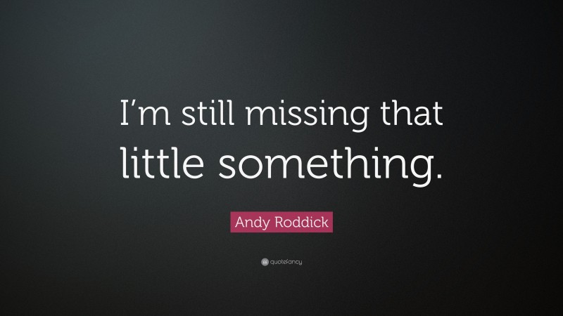 Andy Roddick Quote: “I’m still missing that little something.”