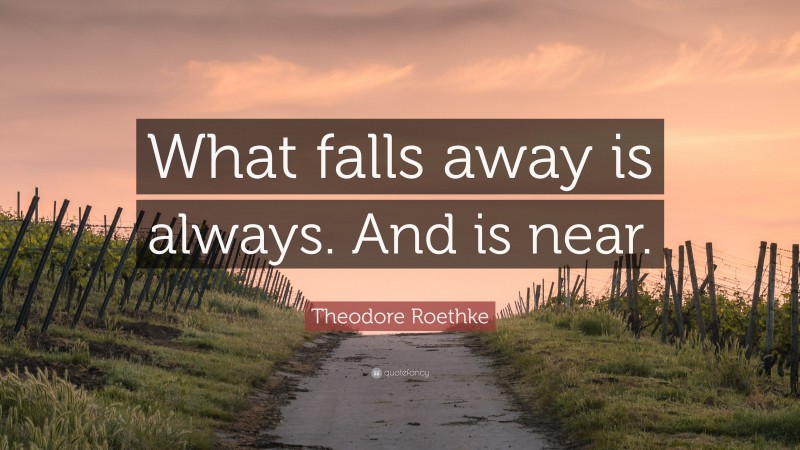 Theodore Roethke Quote: “What falls away is always. And is near.”