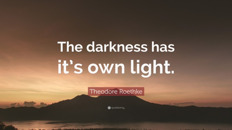 Theodore Roethke Quote: “The darkness has it’s own light.”