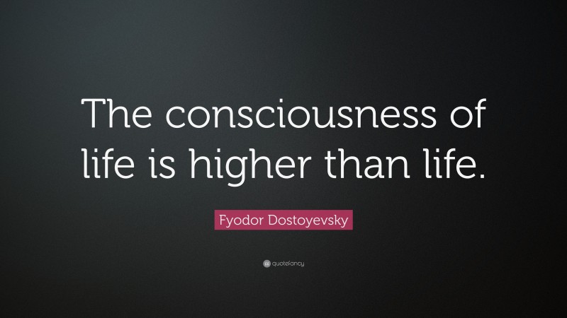 Fyodor Dostoyevsky Quote: “The consciousness of life is higher than life.”