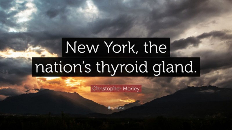 Christopher Morley Quote: “New York, the nation’s thyroid gland.”