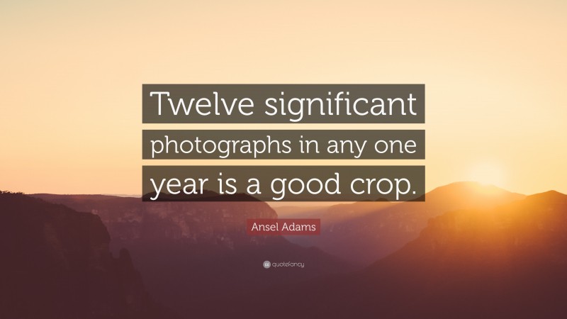 Ansel Adams Quote: “Twelve significant photographs in any one year is a good crop.”