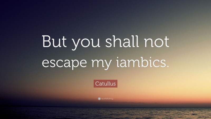 Catullus Quote: “But you shall not escape my iambics.”