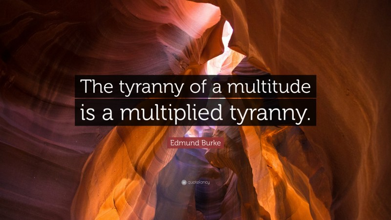 Edmund Burke Quote: “The tyranny of a multitude is a multiplied tyranny.”