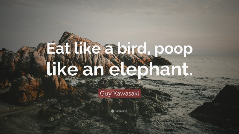 Guy Kawasaki Quote: “Eat like a bird, poop like an elephant.”