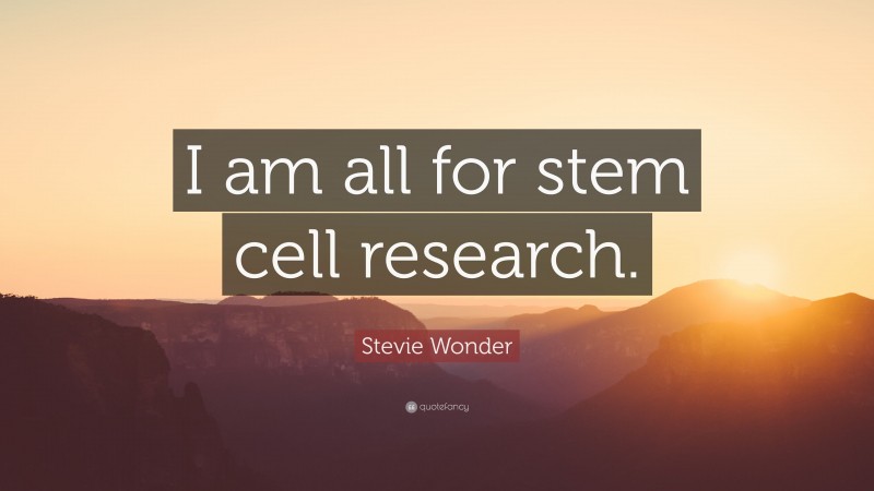 Stevie Wonder Quote: “I am all for stem cell research.”