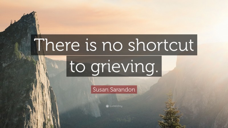 Susan Sarandon Quote: “There is no shortcut to grieving.”