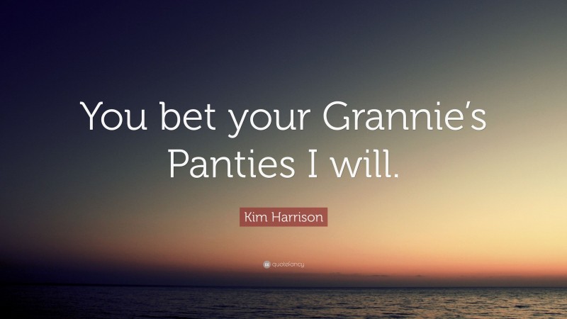 Kim Harrison Quote: “You bet your Grannie’s Panties I will.”