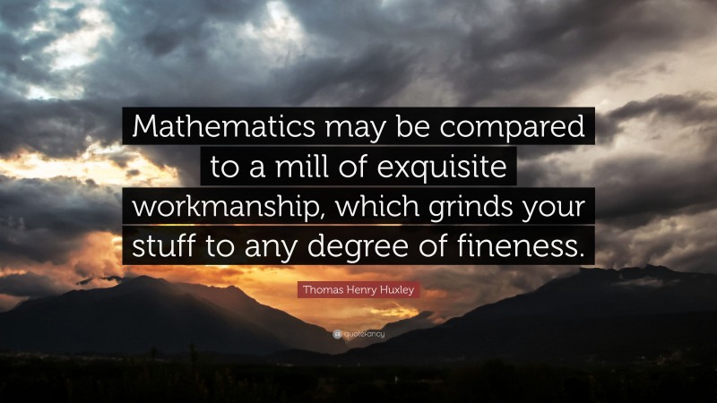 Thomas Henry Huxley Quote: “Mathematics may be compared to a mill of exquisite workmanship, which grinds your stuff to any degree of fineness.”