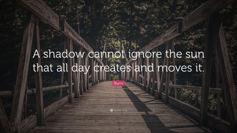 Rumi Quote: “A shadow cannot ignore the sun that all day creates and moves it.”