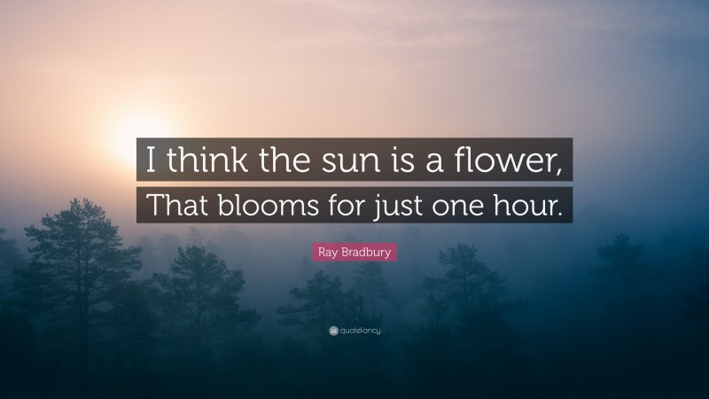 Ray Bradbury Quote: “I think the sun is a flower, That blooms for just one hour.”