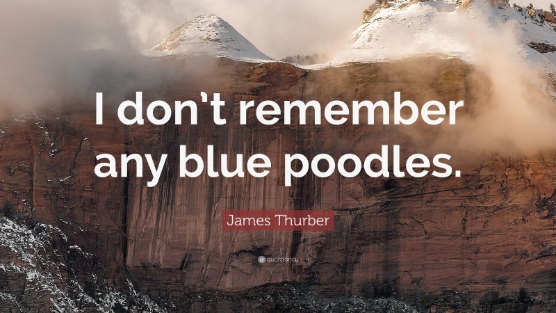 James Thurber Quote: “I don’t remember any blue poodles.”