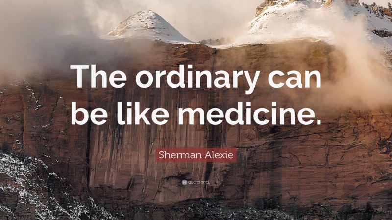 Sherman Alexie Quote: “The ordinary can be like medicine.”