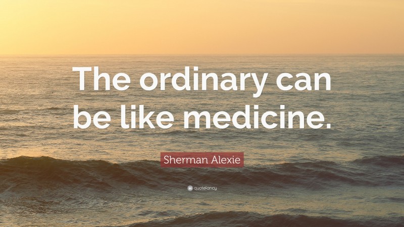 Sherman Alexie Quote: “The ordinary can be like medicine.”