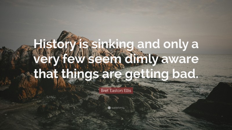 Bret Easton Ellis Quote: “History is sinking and only a very few seem dimly aware that things are getting bad.”