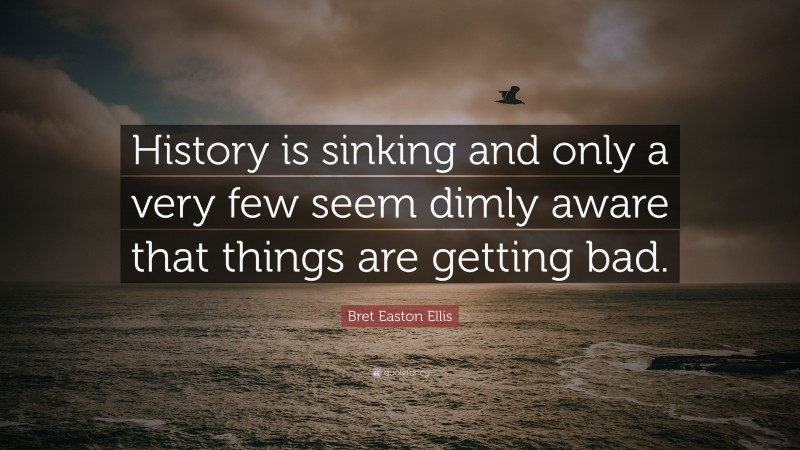 Bret Easton Ellis Quote: “History is sinking and only a very few seem dimly aware that things are getting bad.”